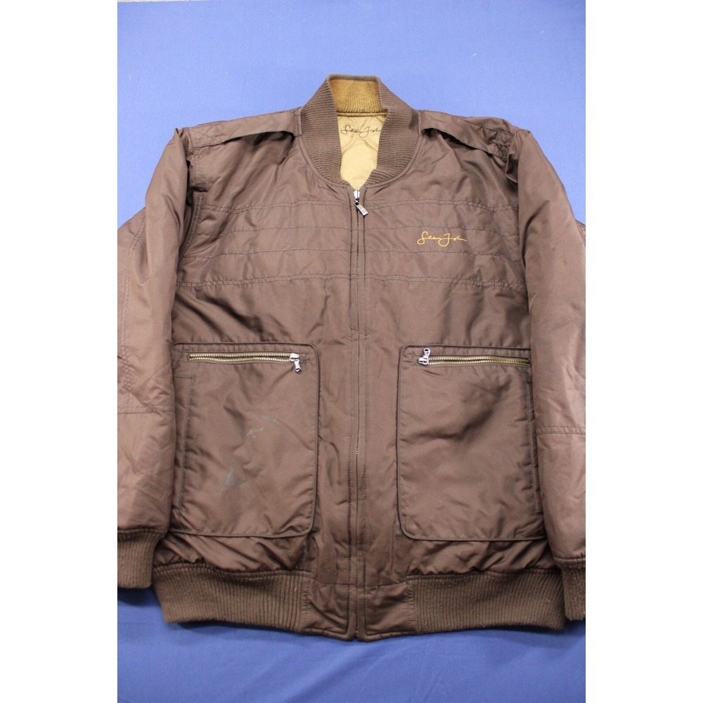 Vintage Sean John Reversible Puffer Bomber Jacket Brown Size XL Hip Hop